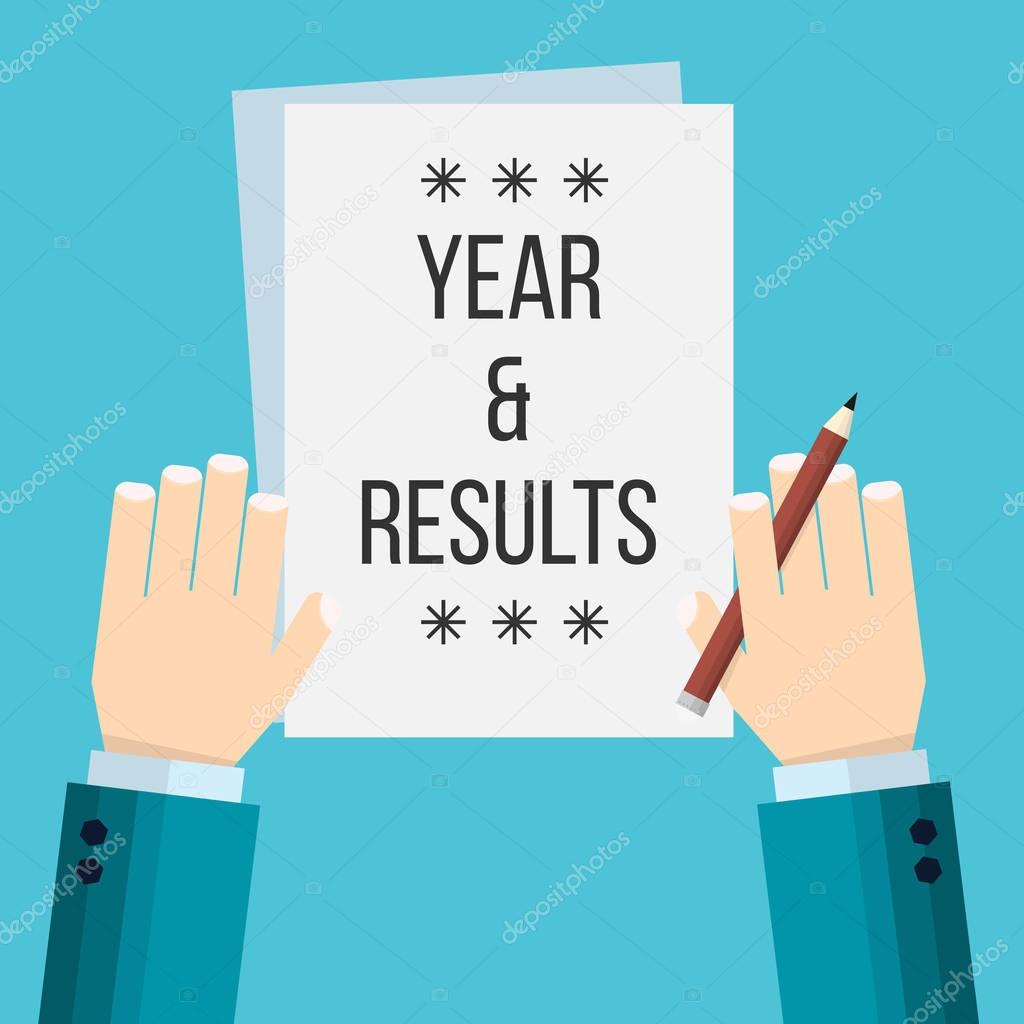 Vector concept illustration on Year and Results in business, ind