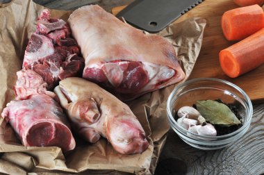 jöle - domuz legs, domuz shanks, carro hazırlanması için kiti