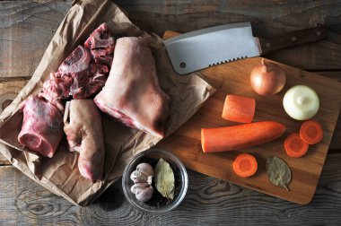 jöle - domuz legs, domuz shanks, carro hazırlanması için kiti