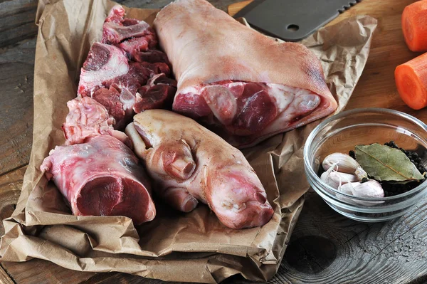 jöle - domuz legs, domuz shanks, carro hazırlanması için kiti