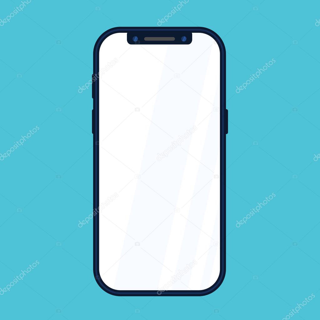 new phone front side vector drawing eps10 format isolated on blu