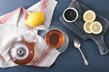 Limonlu cam çaydanlık siyah Bayh çay 