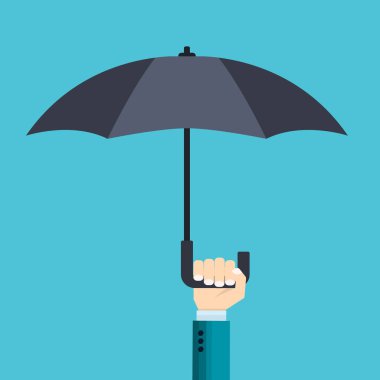 el iş adamı açık şemsiye tutan