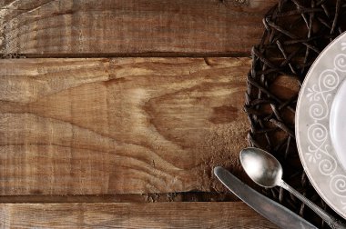 Gıda kompozisyon-plaka, bıçak ve kaşık için boş şablon