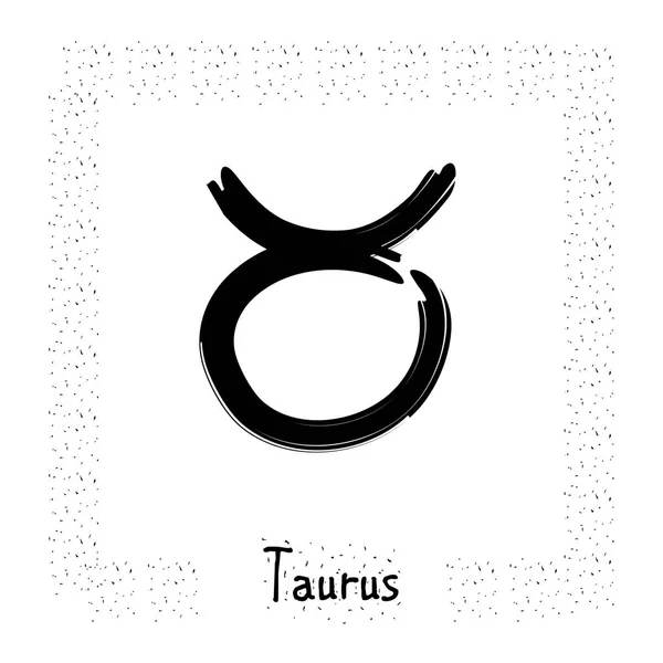 Таурус векторный знак зодиака, рука нарисована кистью чернил — стоковый вектор