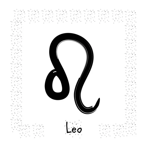 Leo vector signo del zodiaco, dibujado a mano con pincel de tinta — Vector de stock