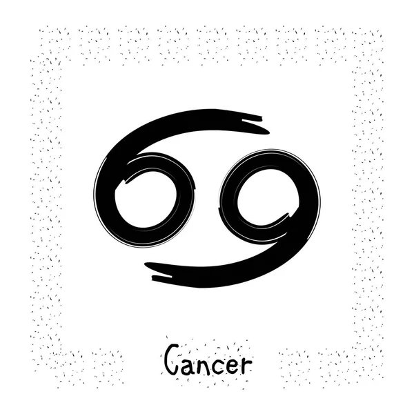 Signo del zodiaco vector de cáncer, dibujado a mano con pincel de tinta — Vector de stock