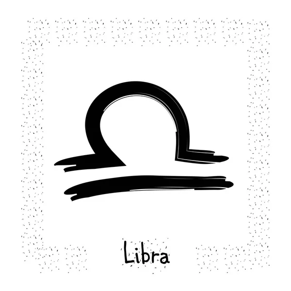 Libra vector signo del zodiaco, dibujado a mano con pinceles de tinta — Vector de stock