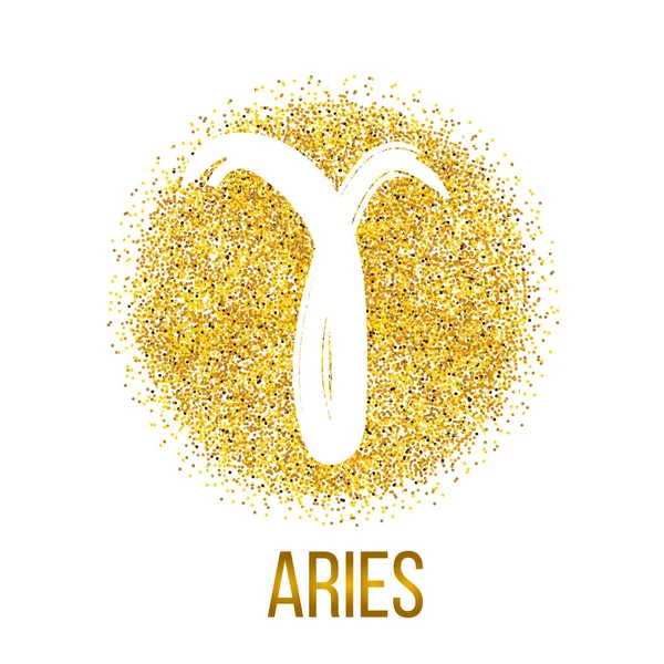 Aries golden shine vector zodiac sign — Stock Vector