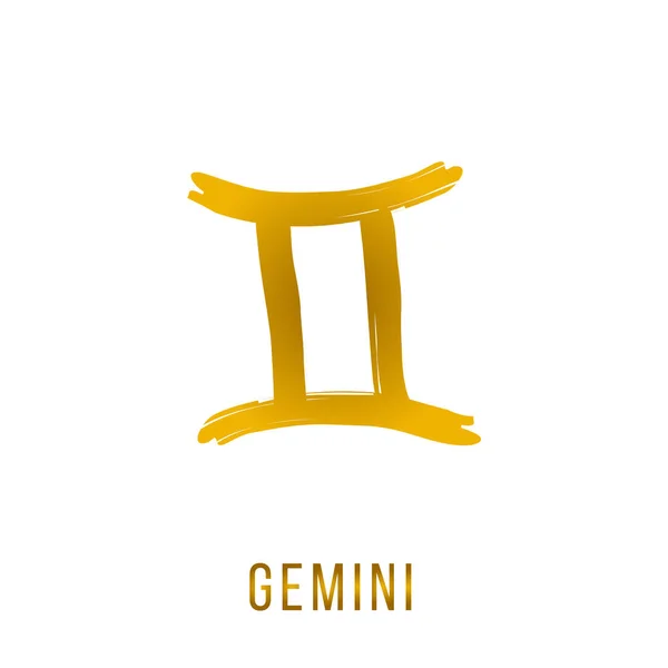 Gemini oro brillo vector signo del zodíaco — Vector de stock