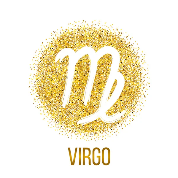 Virgo gold glitter vector zodiac sign — Stock Vector