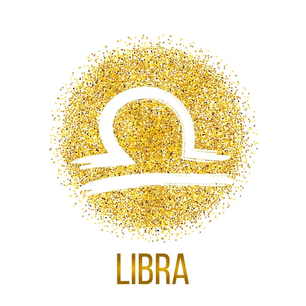 Libra Gold Glitzervektor Tierkreiszeichen — Stockvektor