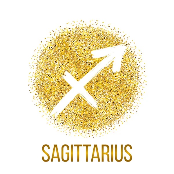 Sagittarius gold glitter vector zodiac sign — Stock Vector