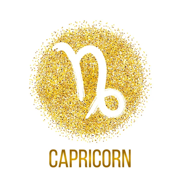 Capricorn gold glitter vector zodiac sign — Stock Vector