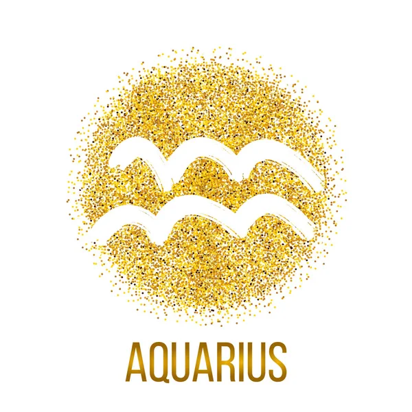 Aquarius gold glitter vector zodiac sign — Stock Vector