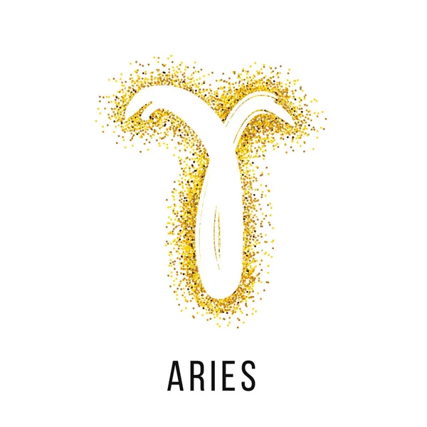 Aries golden shine vector zodiac sign — Stock Vector