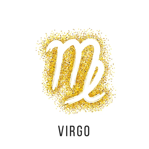 Virgo gold glitter vector zodiac sign — Stock Vector