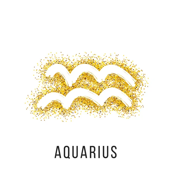 Aquarius gold glitter vector zodiac sign — Stock Vector