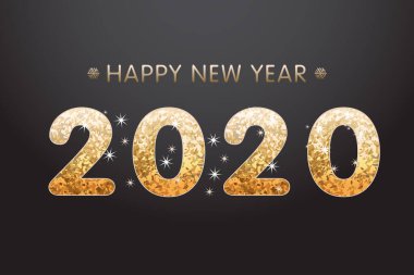 Mutlu Yıllar için soyut arkaplan üzerine altın metin 2020