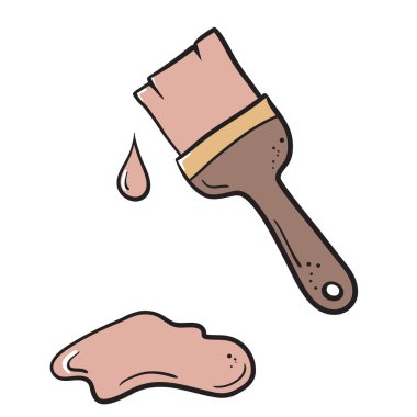 Boyalı fırça ve el yapımı boya damlası.