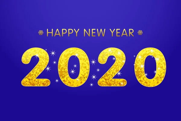 Gouden tekst 2020 over abstracte achtergrond voor gelukkig nieuwjaar — Stockvector