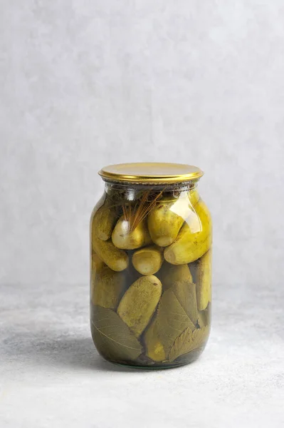 Glass Jar Homemade Pickles Harvesting Winter — Stock Photo, Image