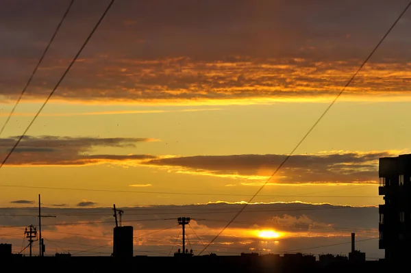 Stadt Sonnenuntergang Vom Dach Eines Hochhauses — Stockfoto