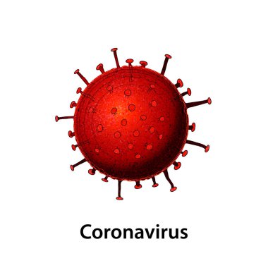 Coronavirus 2019-nCoV. Corona virüs ikonu. Beyaz arkaplanda kırmızı izole.