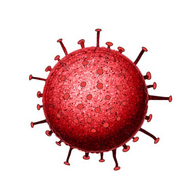 Coronavirus 2019-nCoV. Corona virüs ikonu. Beyaz arkaplanda kırmızı izole. 