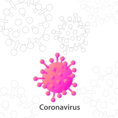 Roman Coronavirus (2019-nCoV-2) pankartı. Gerçekçi 3d kırmızı ve beyaz virüs hücrelerine sahip arka plan.