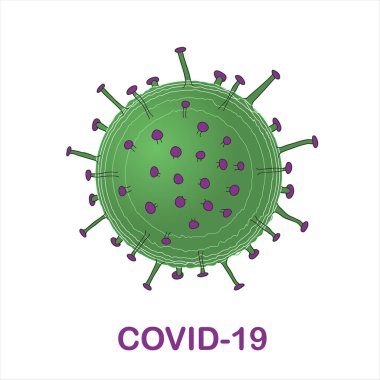 Catroon koronavirüs hastalığı COVID-19 enfeksiyonu. Tıbbi olarak izole edilmiş. Coronavirüs salgını belirtisi.