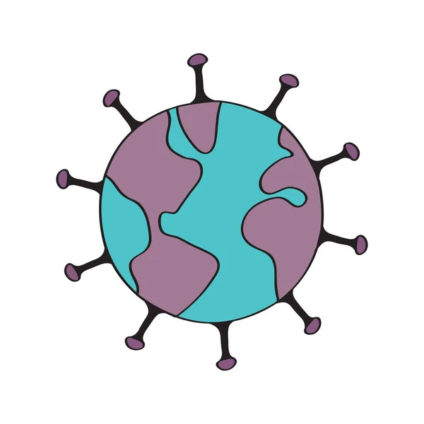 Globo Forma Coronavirus Pandemia Global Planeta Tierra Estilo Dibujos Animados — Vector de stock