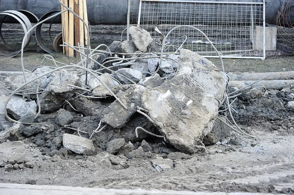 Rebar Concrete Construction Debris — Stock Photo, Image