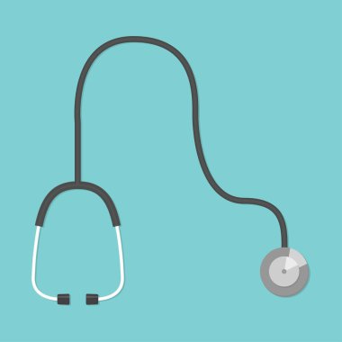 Ciğerleri dinlemek için tıbbi cihaz - steteskop - düz stil