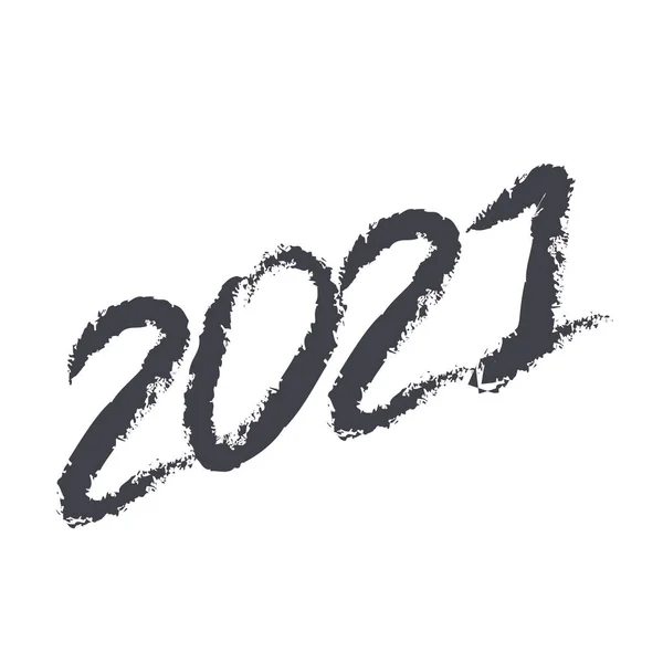 2021 Feliz Año Nuevo Abstracto Dibujado Mano Negro Blanco Diseño — Archivo Imágenes Vectoriales