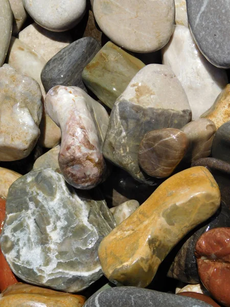 Pile Beautiful Colourful Rocks Pebbles Ocean — Stock Photo, Image