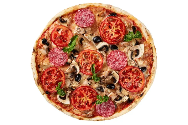 Deliciosa pizza italiana sobre blanco — Foto de Stock