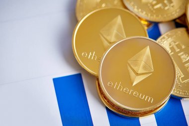 Grafik arka planı, yakın çekim, sığ derinlik-in tarla Bitcoin cryptocurrency
