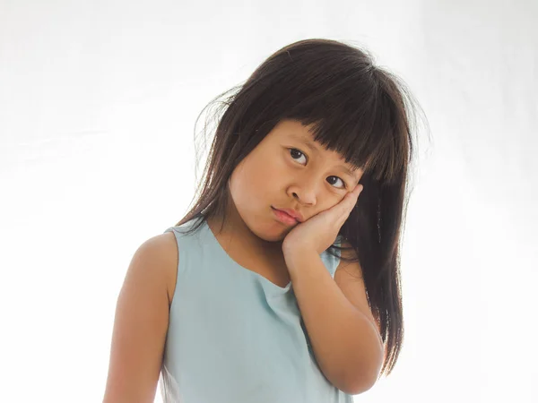 Cute little girl having toothache — Stock Photo, Image
