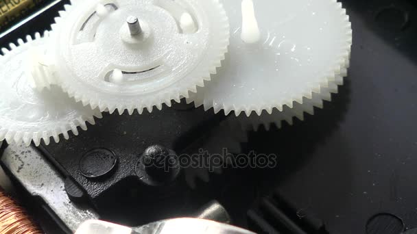 Plastic Gears Rotate Perfect Loop Mechanism — Stock Video