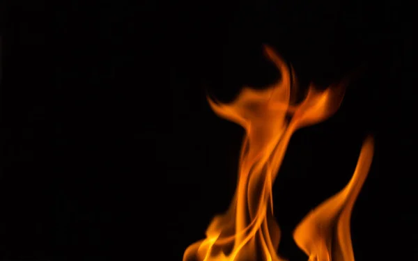 Feuer brennt auf schwarzem Hintergrund — Stockfoto