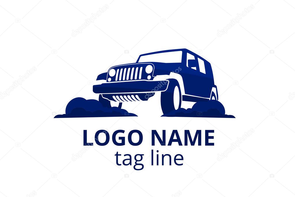 4x4 extreme adventure sport utility vehicle car icon for community emblem. Off-road car vehicle logo sign design for journey travel agency or club.