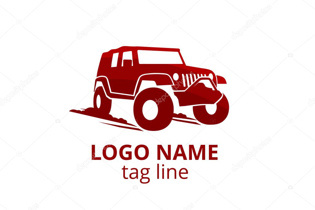 4x4 extreme adventure sport utility vehicle car icon for community emblem. Off-road car vehicle logo sign design for journey travel agency or club.