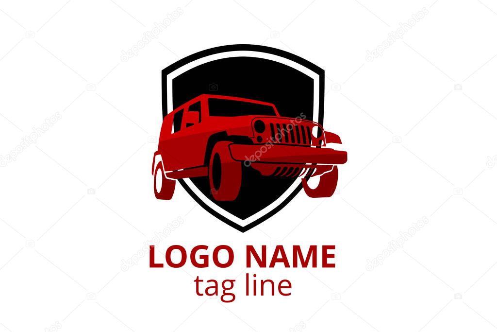 4x4 extreme adventure sport utility vehicle car icon for community emblem. Off-road car vehicle logo sign design for journey travel agency or club.
