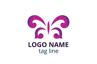 Yaratıcı hayvan ikonu kelebek işareti tasarımı. Güzellik sektörünün logosu, spa derisi gibi, moda. Ya da başka bir modern şirket, danışman, yatırım, şirket.
