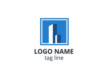 Yaratıcı şekil yapısı tasarımı. Mimarlık ajansının iç mimarisi için şablon logosu. Ya da apartman, konut, bina gibi başka bir şirket..