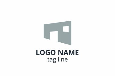 Yaratıcı şekil yapısı tasarımı. Mimarlık ajansının iç mimarisi için şablon logosu. Ya da apartman, konut, bina gibi başka bir şirket..
