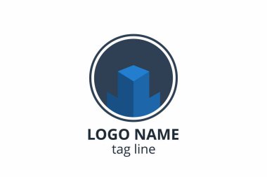 Yaratıcı şekil yapısı tasarımı. Mimarlık ajansının iç mimarisi için şablon logosu. Ya da apartman, konut, bina gibi başka bir şirket..