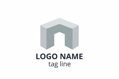 Yaratıcı şekil yapısı tasarımı. Mimarlık ajansının iç mimarisi için şablon logosu. Ya da apartman, konut, bina gibi başka bir şirket..