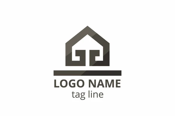 Yaratıcı şekil yapısı tasarımı. İnşaat şirketi için şablon logosu. Ya da apartman, villa, mülk, ev, bina gibi şirketler..